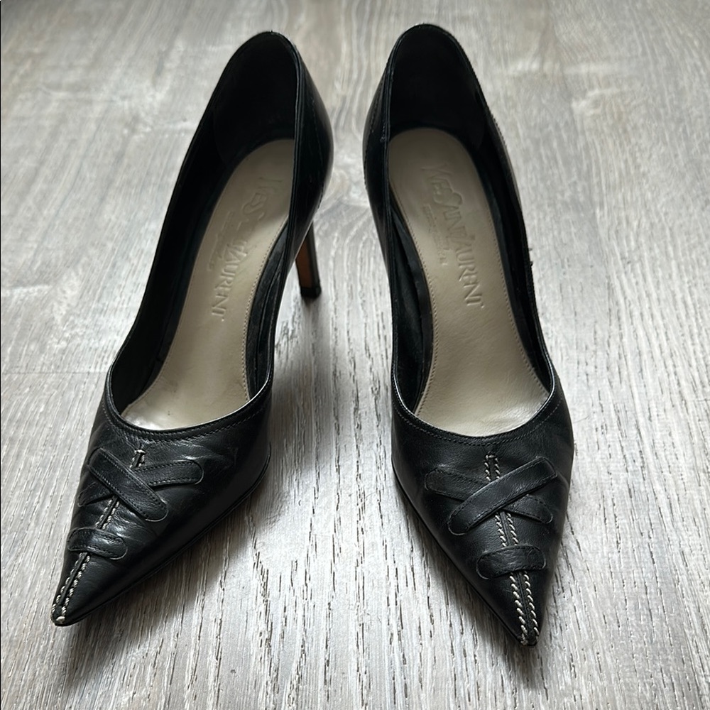 Saint Laurent Black Quilted Heels with Stiletto Design